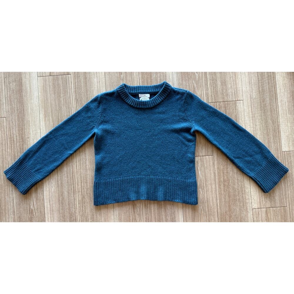 H By Halston Medium Teal 100% Extra Fine Merino Wool Ribbed Pullover Sweater